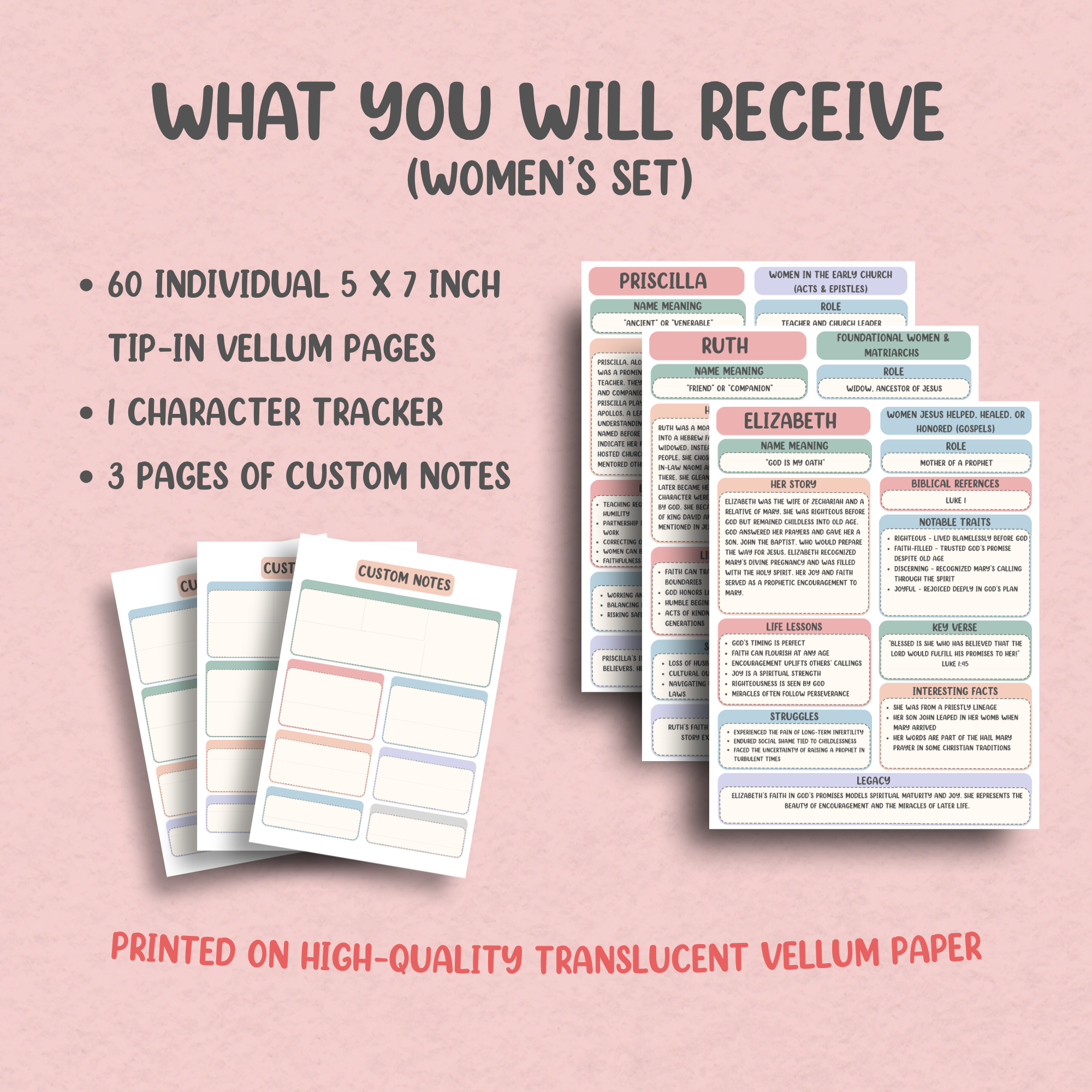 Bible Study Essentials Vellum Collection | 208 Bible Inserts