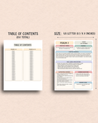 Two pages from psalms study guide showing a table of contents and a sample page on a beige background.