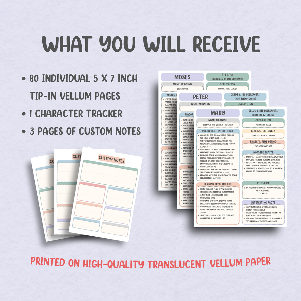 80 Characters of the Bible Vellum Tip-Ins