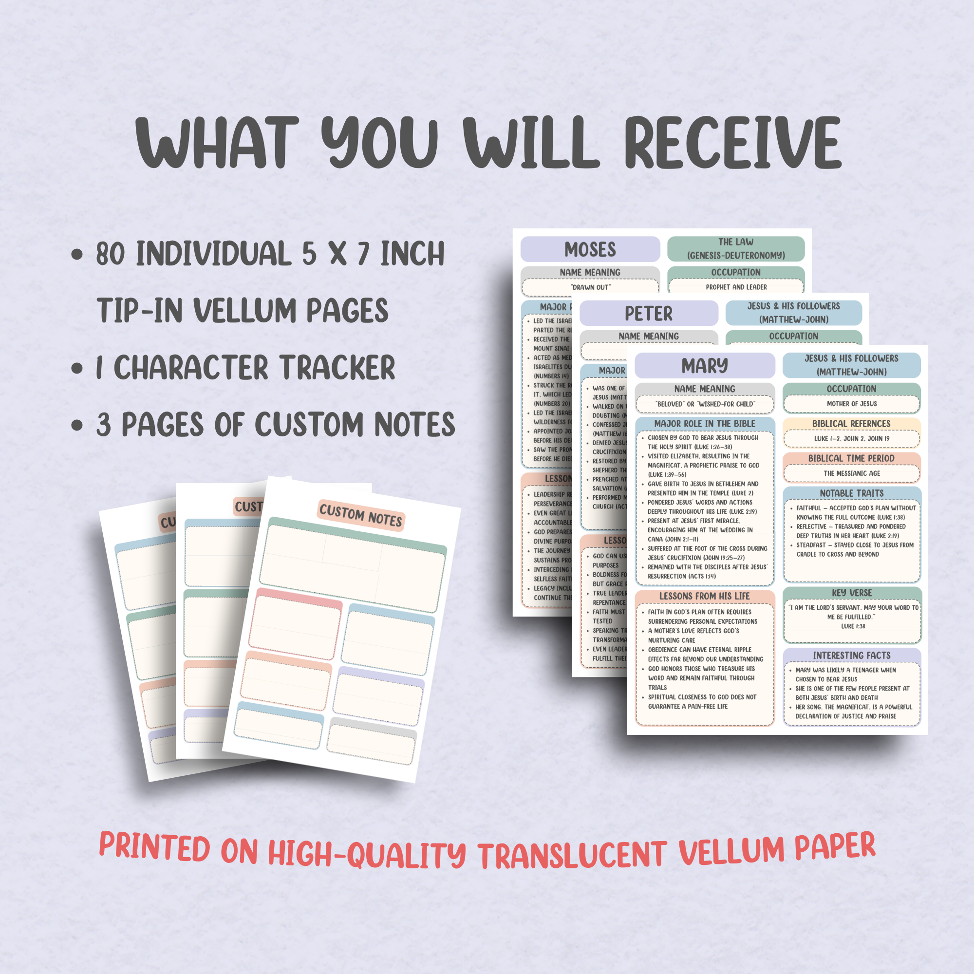 80 Characters of the Bible Vellum Tip-Ins