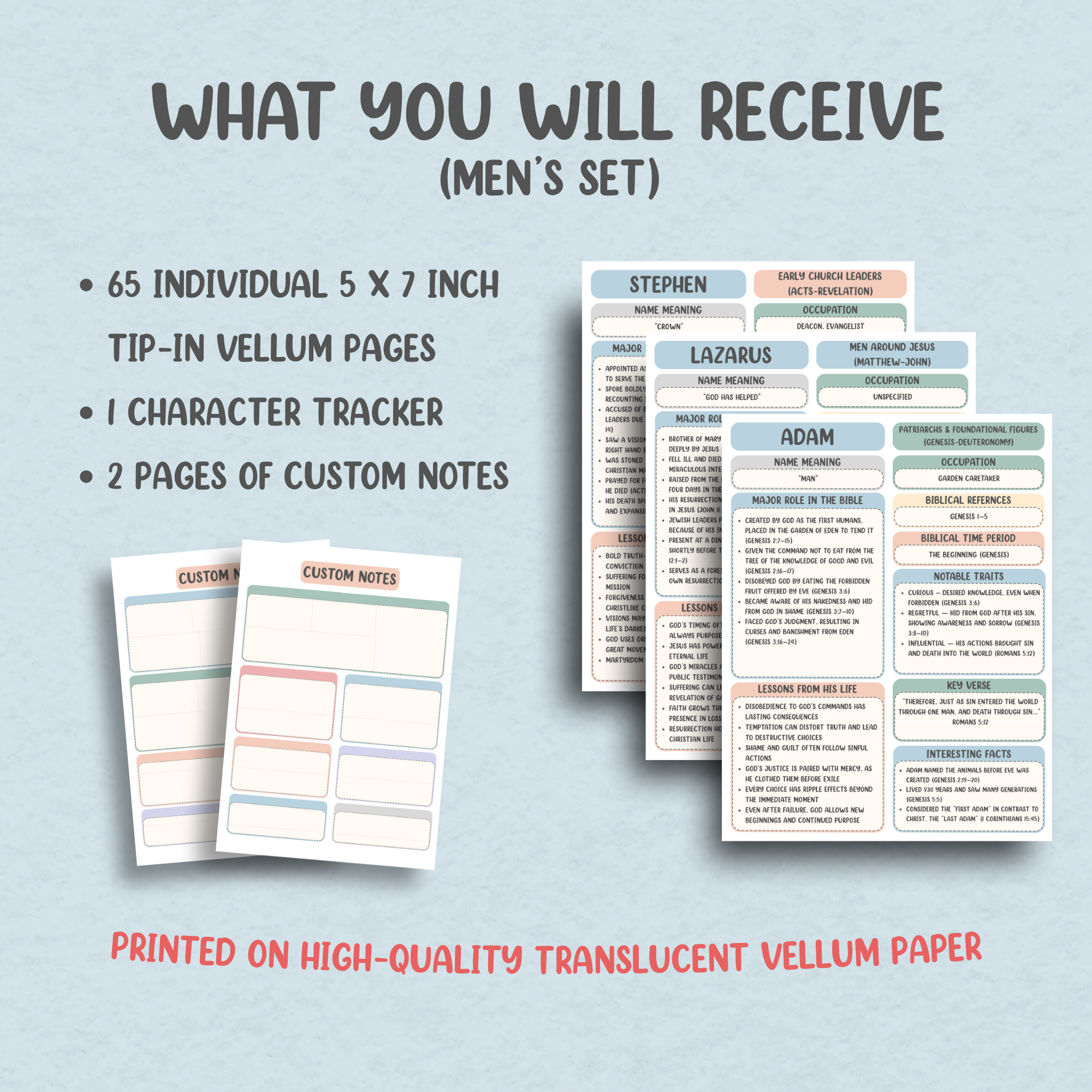 Bible Study Essentials Vellum Collection | 208 Bible Inserts