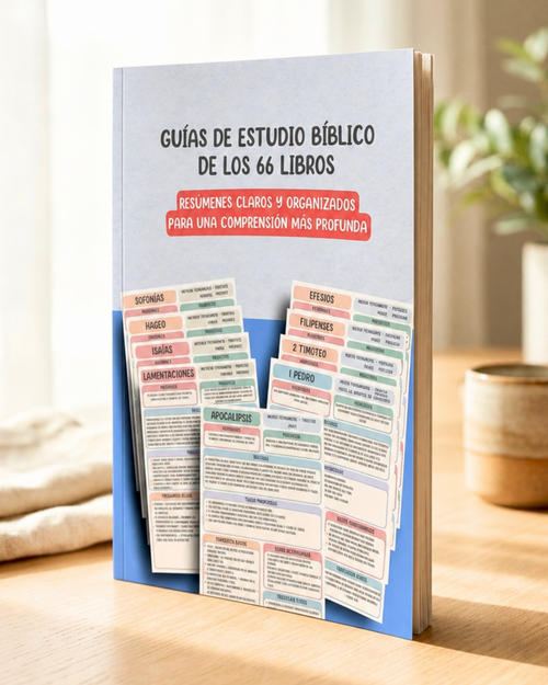 Guía de Estudio Bíblico de los 66 Libros de la Biblia en español con resúmenes claros y organizados de cada libro para comprender las Escrituras, profundizar en el estudio bíblico y fortalecer la fe cristiana.
