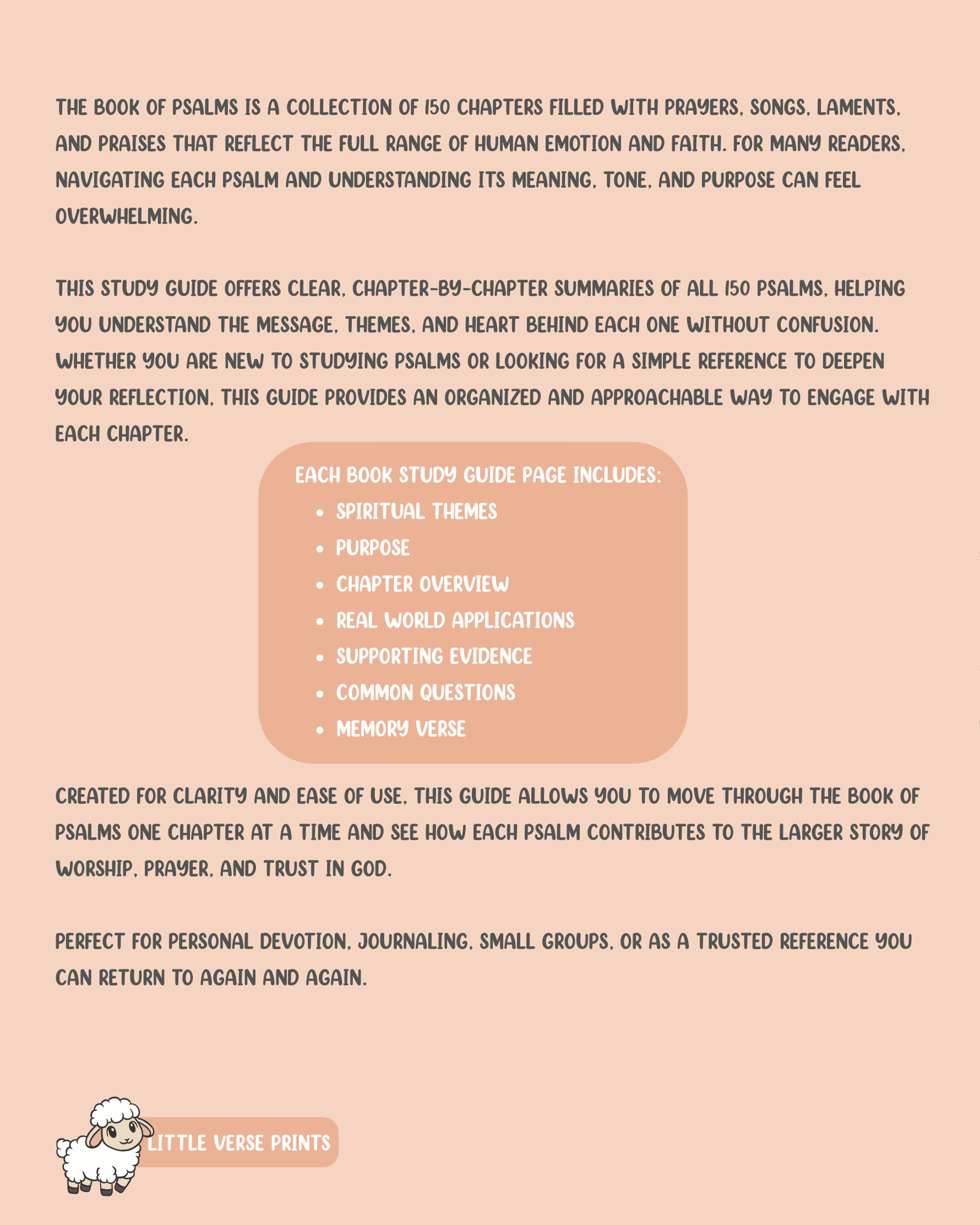 Psalms study guides back cover description